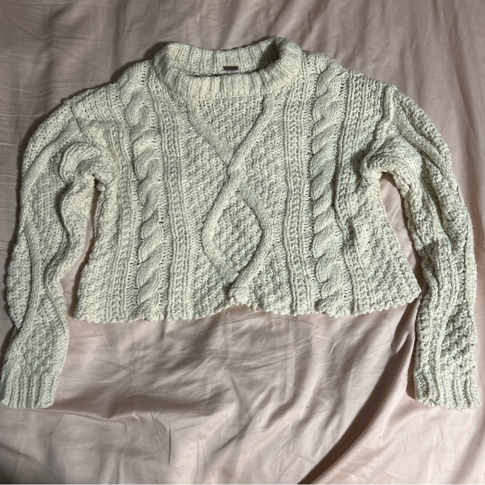 Free People Cutting Edge Cotton Cable Sweater Size XS - Picture 2 of 5